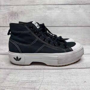 Adidas Nizza Trek Platform Women's Size 8 Black White‎ Canvas High Top Sneakers